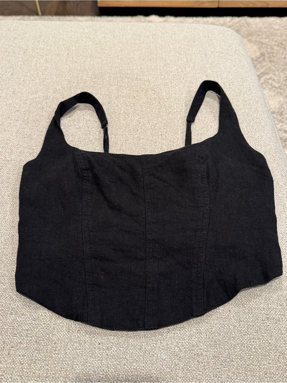Abercrombie & Fitch| Black Linen Blend Square-Neck Crop Top